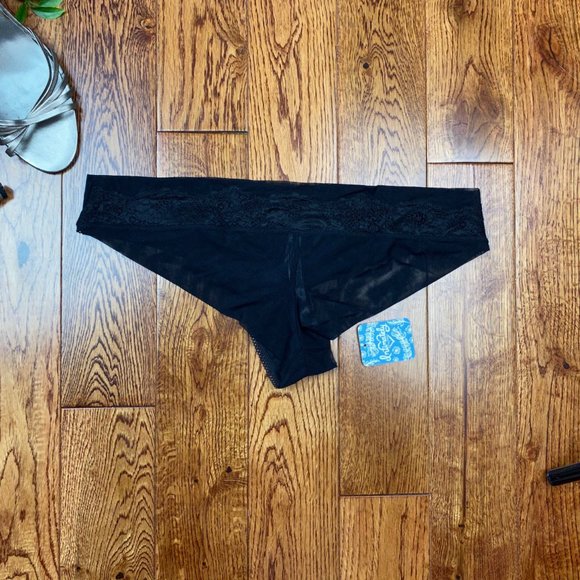 NWT Free People Serena Tanga Panties Cotton Lined Gusset Black Large ( 12-14) - Picture 7 of 9